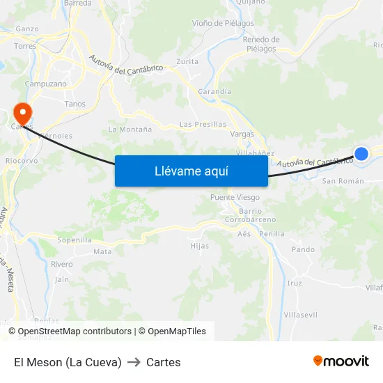 El Meson (La Cueva) to Cartes map