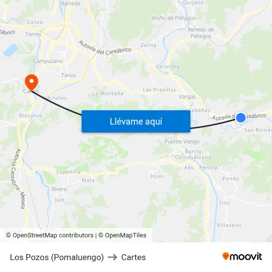 Los Pozos (Pomaluengo) to Cartes map
