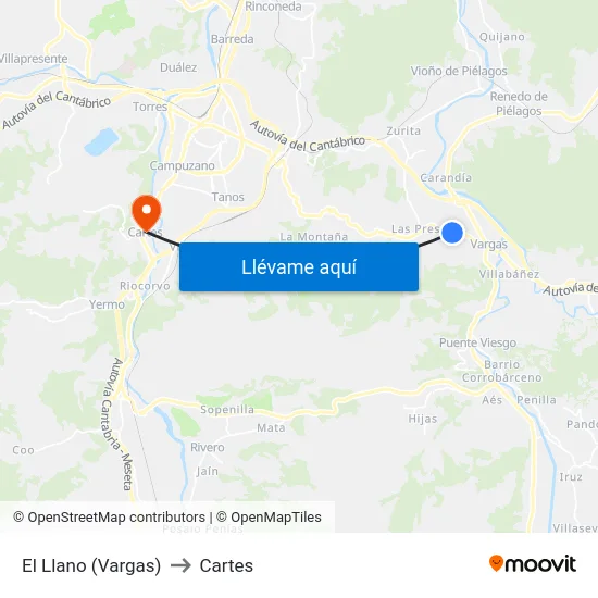 El Llano (Vargas) to Cartes map