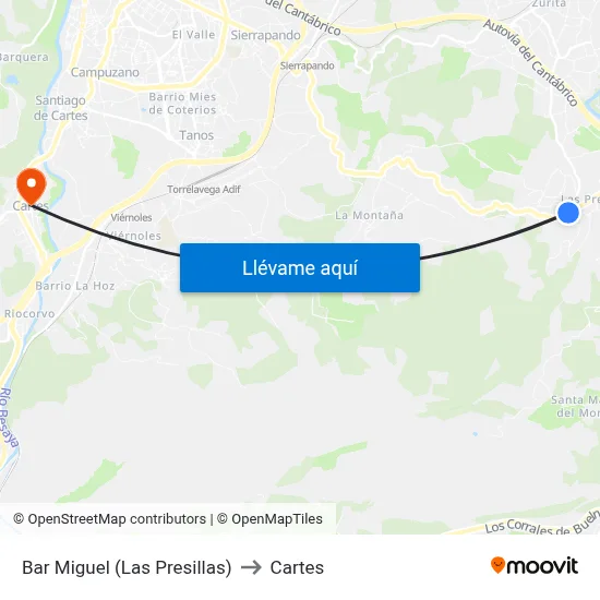 Bar Miguel (Las Presillas) to Cartes map