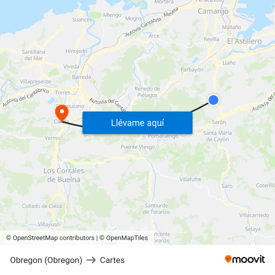 Obregon (Obregon) to Cartes map