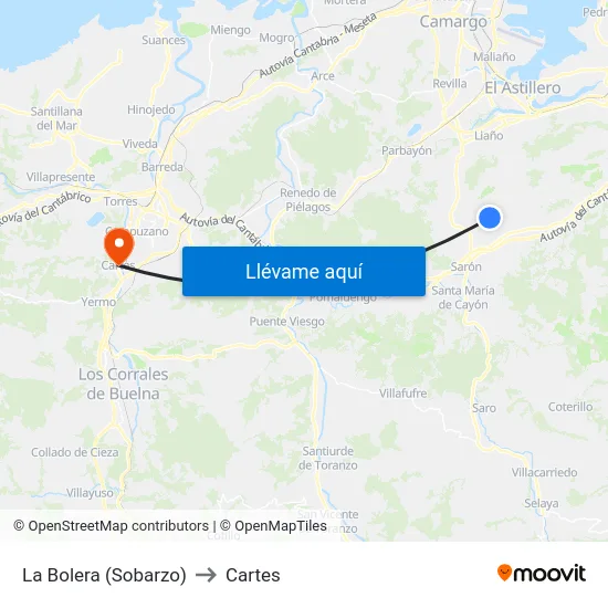 La Bolera (Sobarzo) to Cartes map