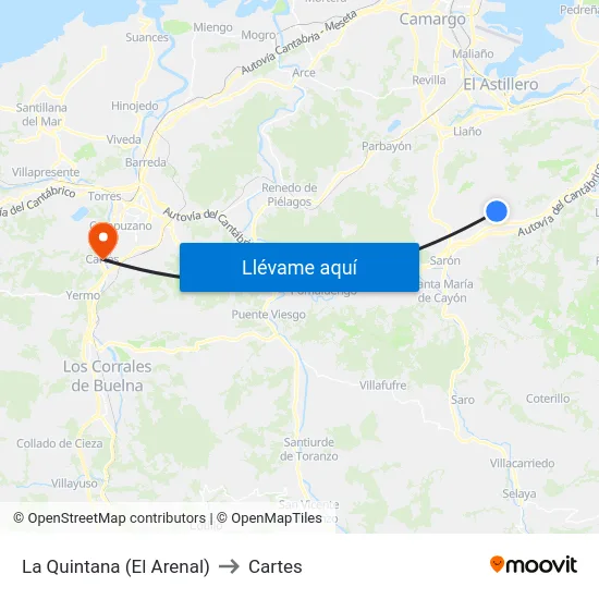 La Quintana (El Arenal) to Cartes map