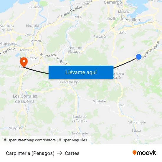 Carpinteria (Penagos) to Cartes map