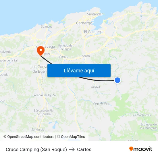 Cruce Camping (San Roque) to Cartes map