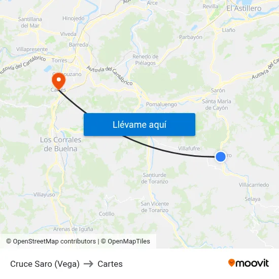 Cruce Saro (Vega) to Cartes map