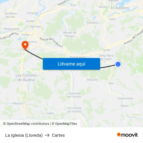 La Iglesia (Lloreda) to Cartes map