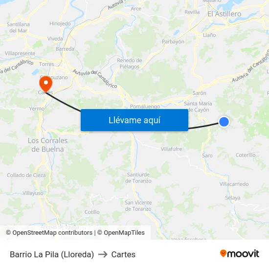 Barrio La Pila (Lloreda) to Cartes map