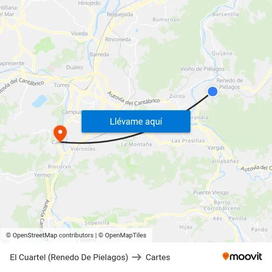 El Cuartel (Renedo De Pielagos) to Cartes map