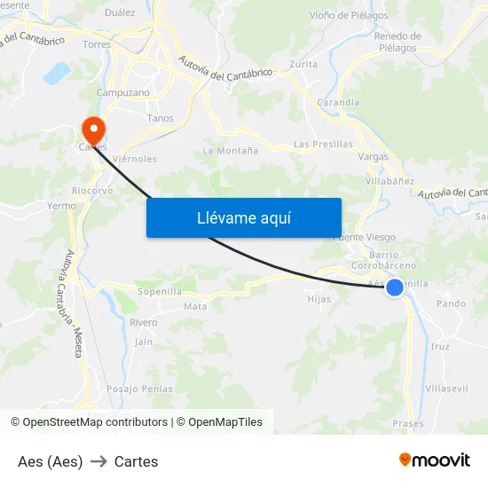 Aes (Aes) to Cartes map