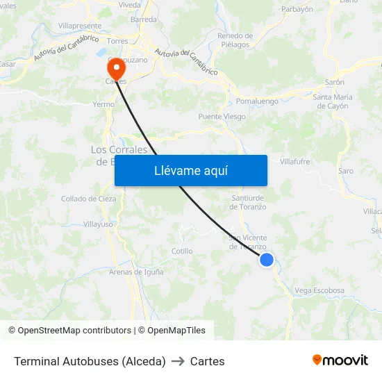 Terminal Autobuses (Alceda) to Cartes map
