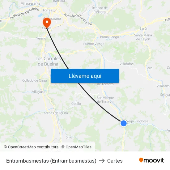 Entrambasmestas (Entrambasmestas) to Cartes map