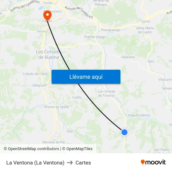 La Ventona (La Ventona) to Cartes map