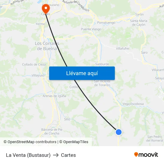La Venta (Bustasur) to Cartes map