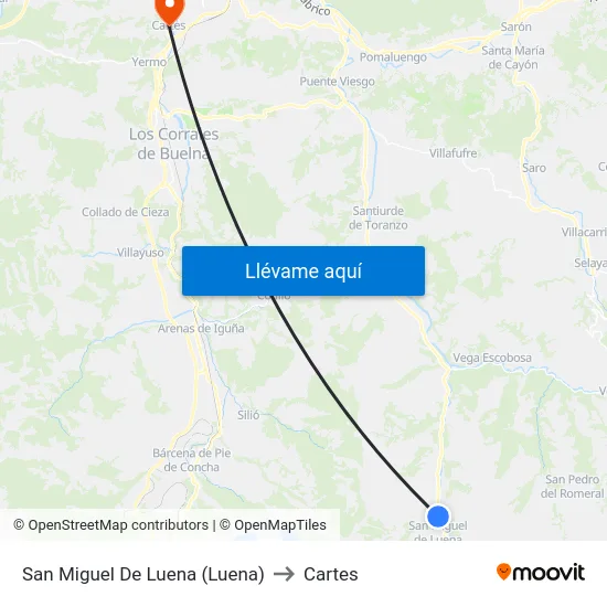 San Miguel De Luena (Luena) to Cartes map