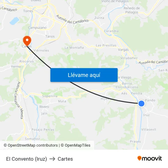 El Convento (Iruz) to Cartes map