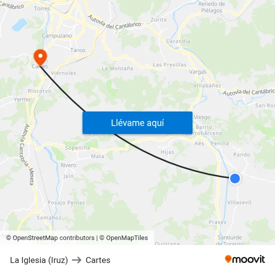 La Iglesia (Iruz) to Cartes map