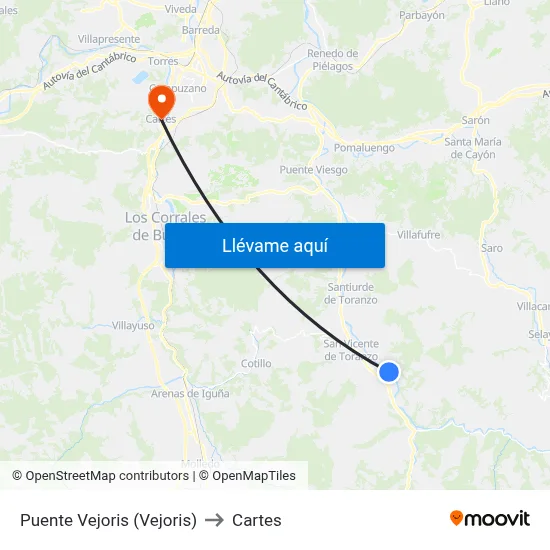 Puente Vejoris (Vejoris) to Cartes map