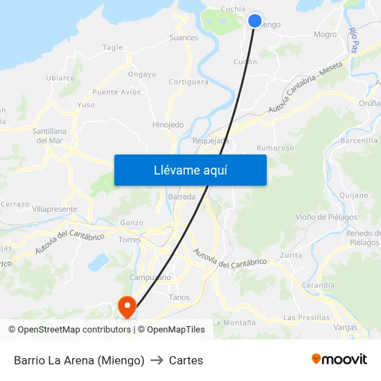 Barrio La Arena (Miengo) to Cartes map