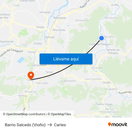 Barrio Salcedo (Vioño) to Cartes map