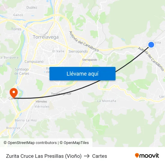 Zurita Cruce Las Presillas (Vioño) to Cartes map