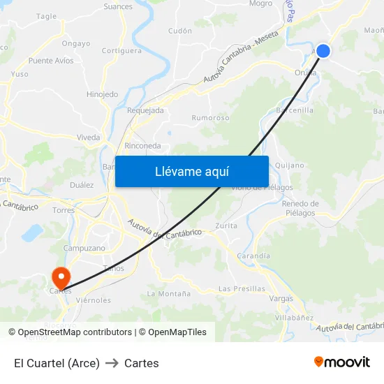 El Cuartel (Arce) to Cartes map