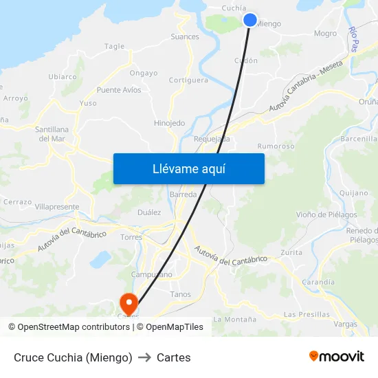 Cruce Cuchia (Miengo) to Cartes map