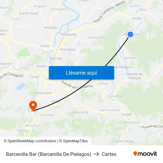 Barcenilla Bar (Barcenilla De Pielagos) to Cartes map