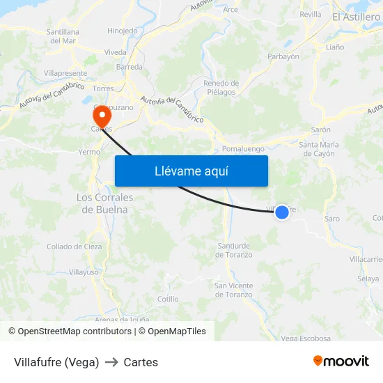 Villafufre (Vega) to Cartes map