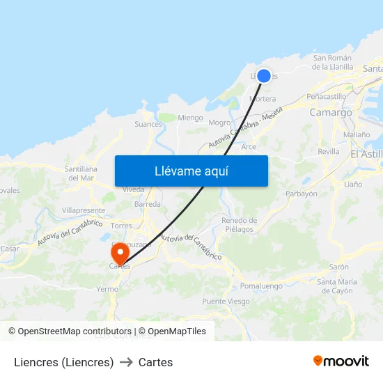 Liencres (Liencres) to Cartes map