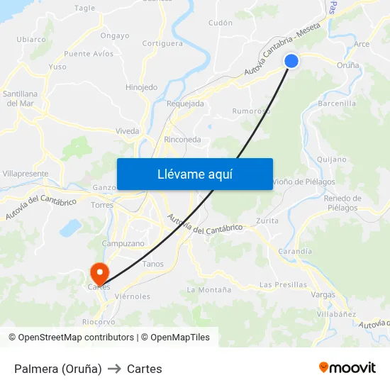 Palmera (Oruña) to Cartes map