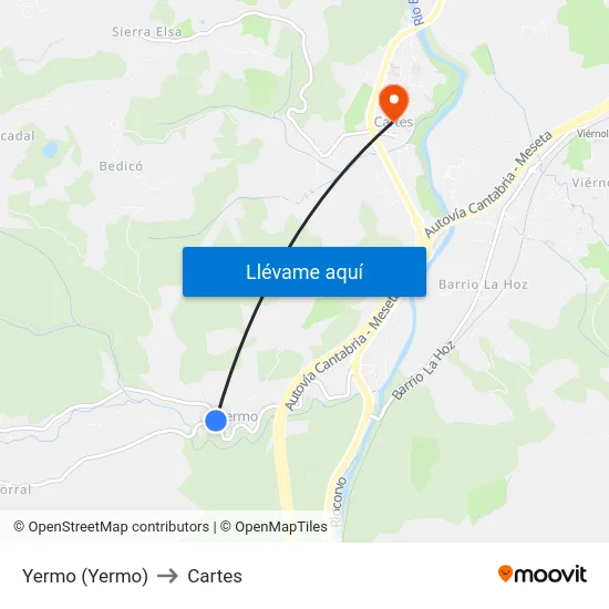 Yermo (Yermo) to Cartes map