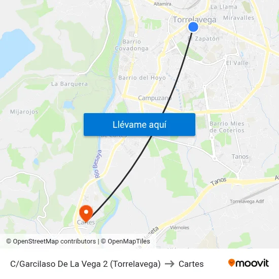 C/Garcilaso De La Vega 2 (Torrelavega) to Cartes map