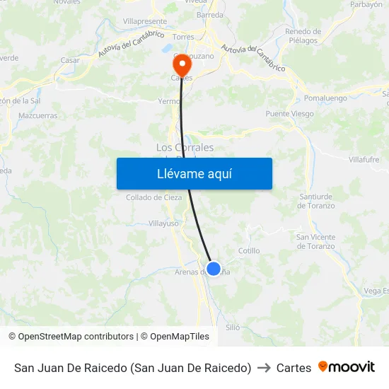 San Juan De Raicedo (San Juan De Raicedo) to Cartes map