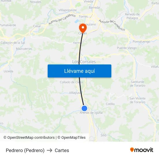 Pedrero (Pedrero) to Cartes map