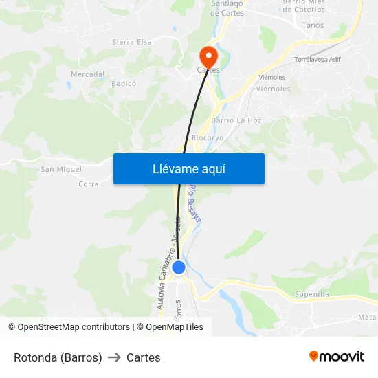 Rotonda (Barros) to Cartes map