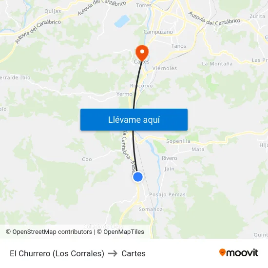 El Churrero (Los Corrales) to Cartes map