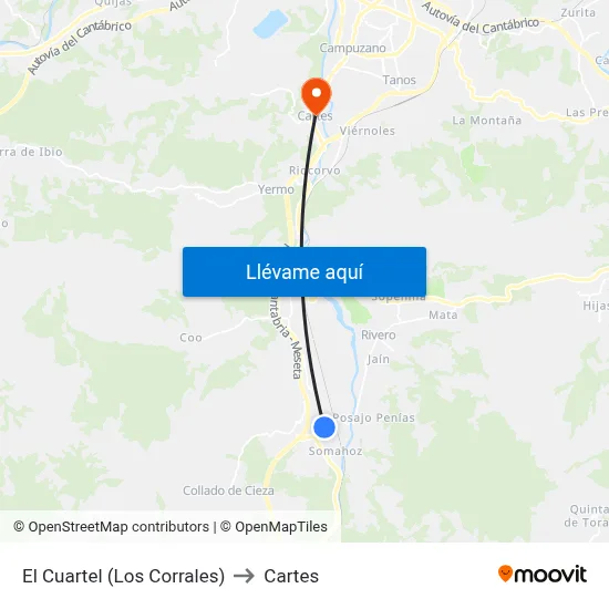 El Cuartel (Los Corrales) to Cartes map
