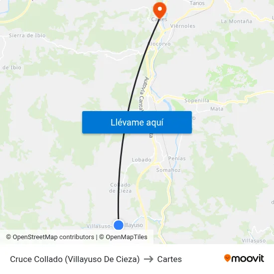 Cruce Collado (Villayuso De Cieza) to Cartes map