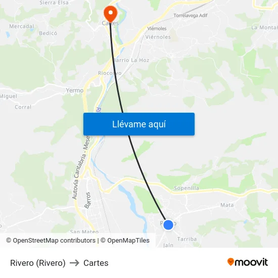 Rivero (Rivero) to Cartes map