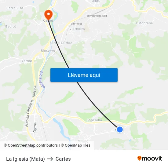 La Iglesia (Mata) to Cartes map
