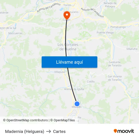 Madernia (Helguera) to Cartes map