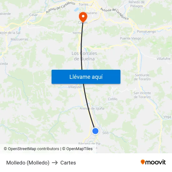 Molledo (Molledo) to Cartes map