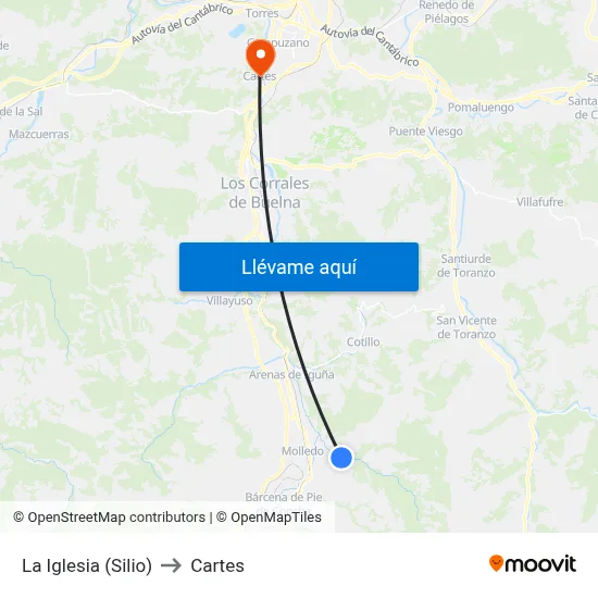 La Iglesia (Silio) to Cartes map
