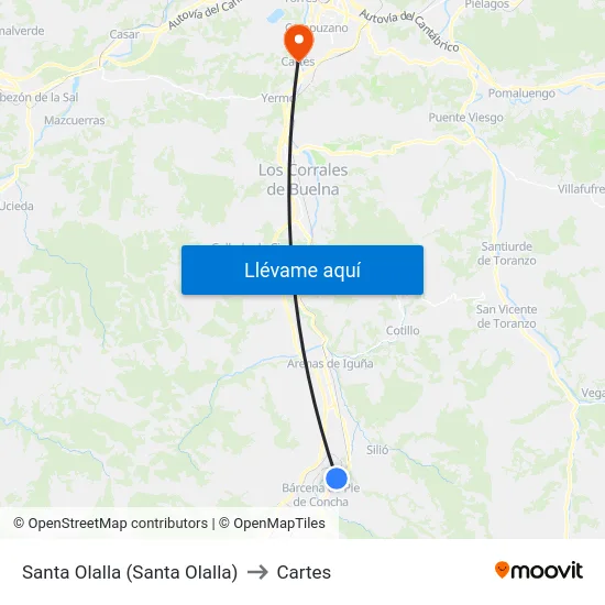 Santa Olalla (Santa Olalla) to Cartes map