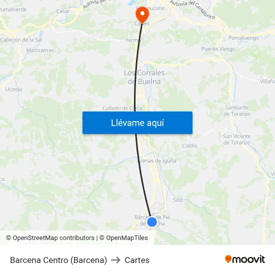 Barcena Centro (Barcena) to Cartes map