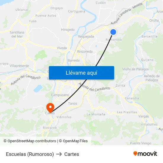 Escuelas (Rumoroso) to Cartes map
