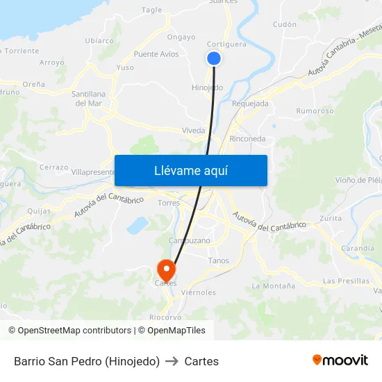 Barrio San Pedro (Hinojedo) to Cartes map
