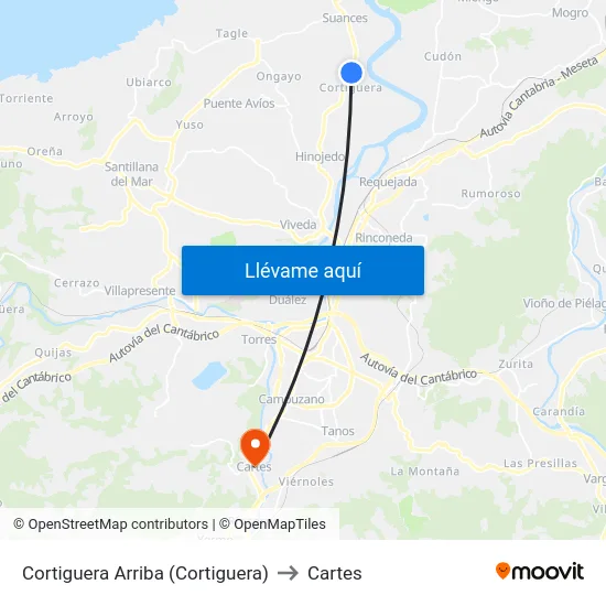 Cortiguera Arriba (Cortiguera) to Cartes map