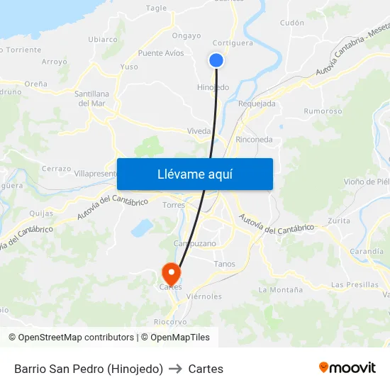 Barrio San Pedro (Hinojedo) to Cartes map